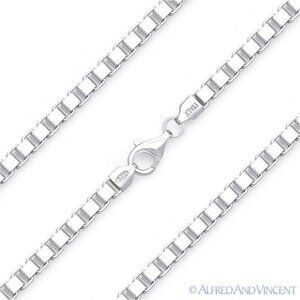 Classic Box Link Italian Chain Bracelet in Solid .925 Sterling Silver - 8"